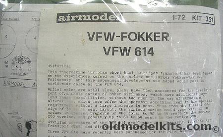 Airmodel 1/72 VFW-Fokker  VFW-614, 351 plastic model kit